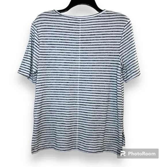Banana Republic White Blue Striped Short Sleeve Tee Size Small - Picture 2 of 7